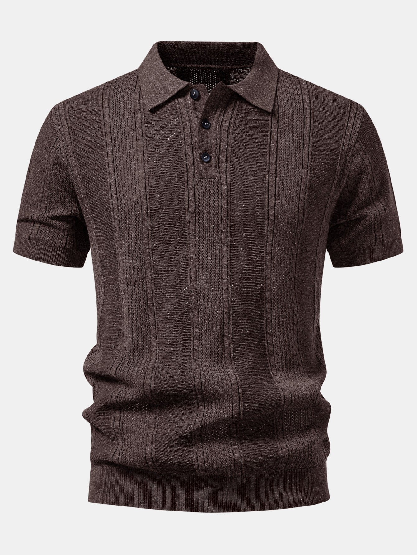 Linen Textured Knit Polo & Slim Fit Tapered Trousers