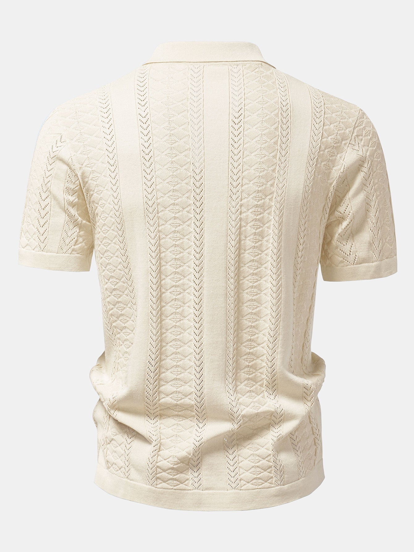 Textured Jacquard Open Knit Shirt & Straight Leg Linen Pants