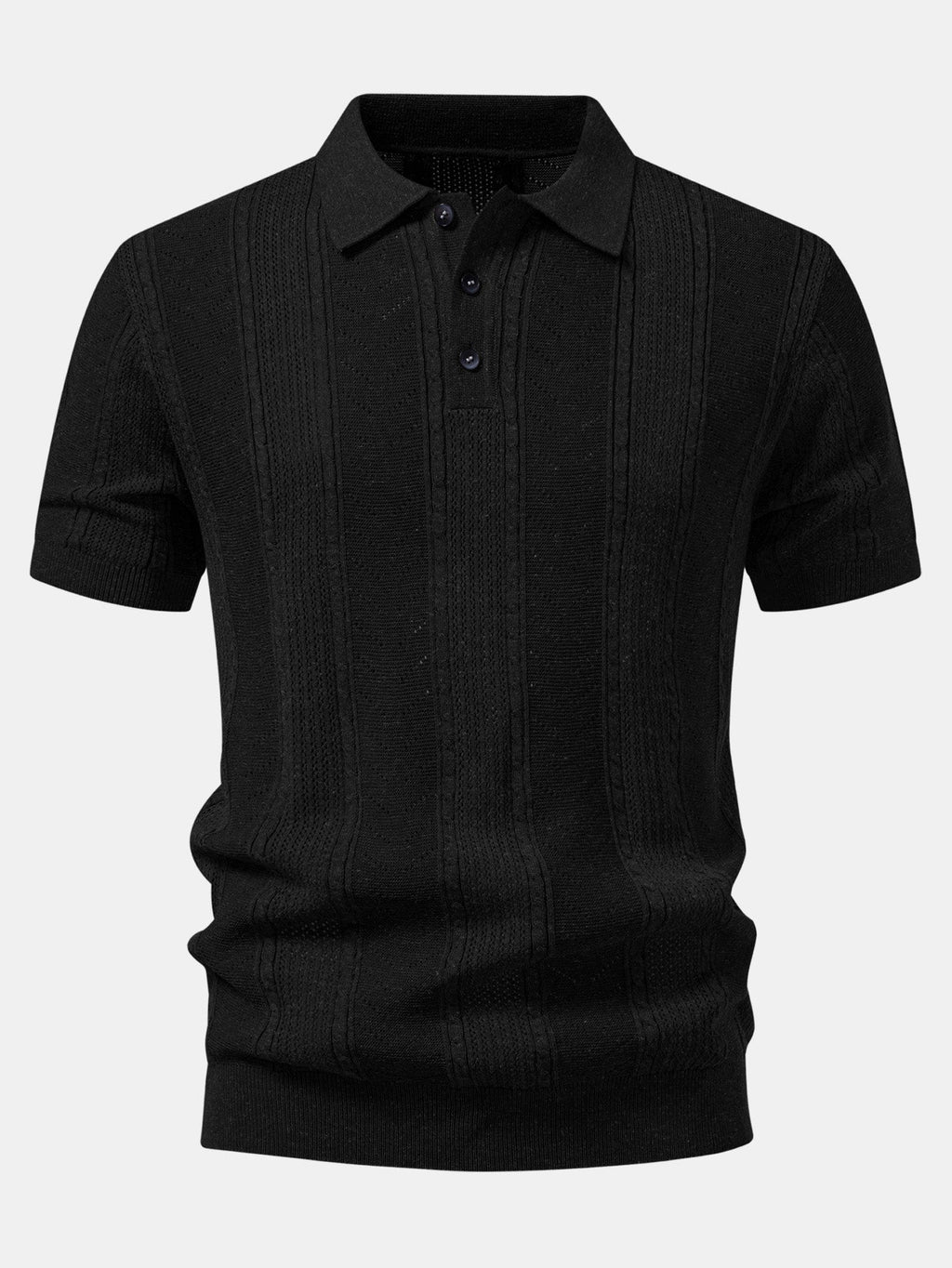 Linen Textured Knit Polo & Slim Fit Tapered Trousers