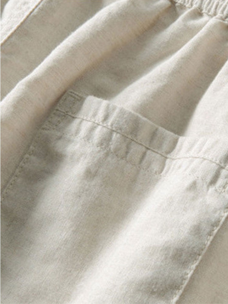 Linen Look Button Up Shirt & Straight Leg Linen Pants