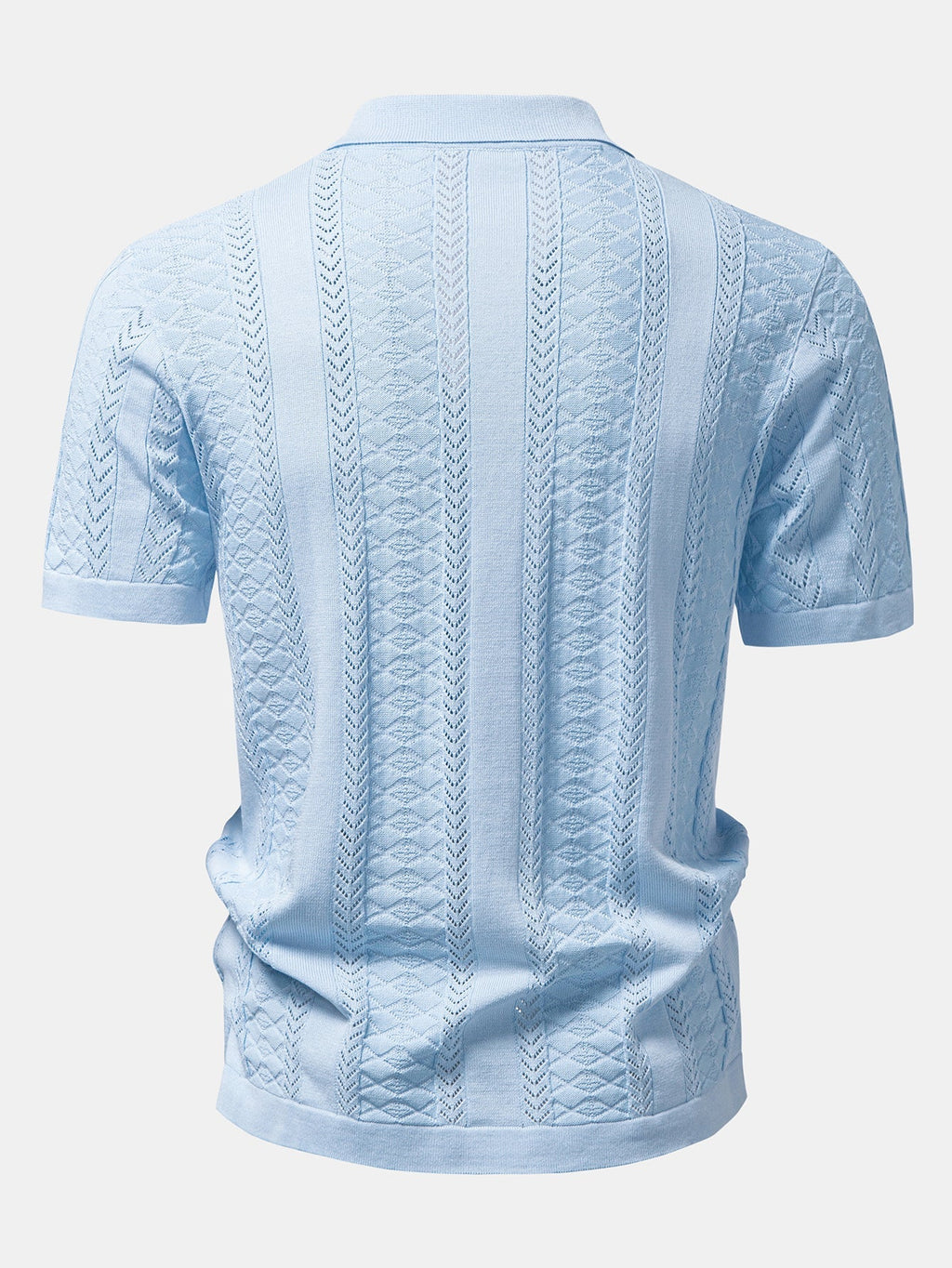 Textured Jacquard Open Knit Shirt & Crinkle Textured Straight Leg Pants