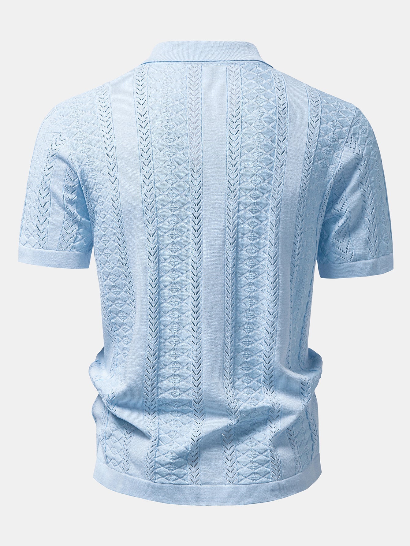 Textured Jacquard Open Knit Shirt & Crinkle Textured Straight Leg Pants