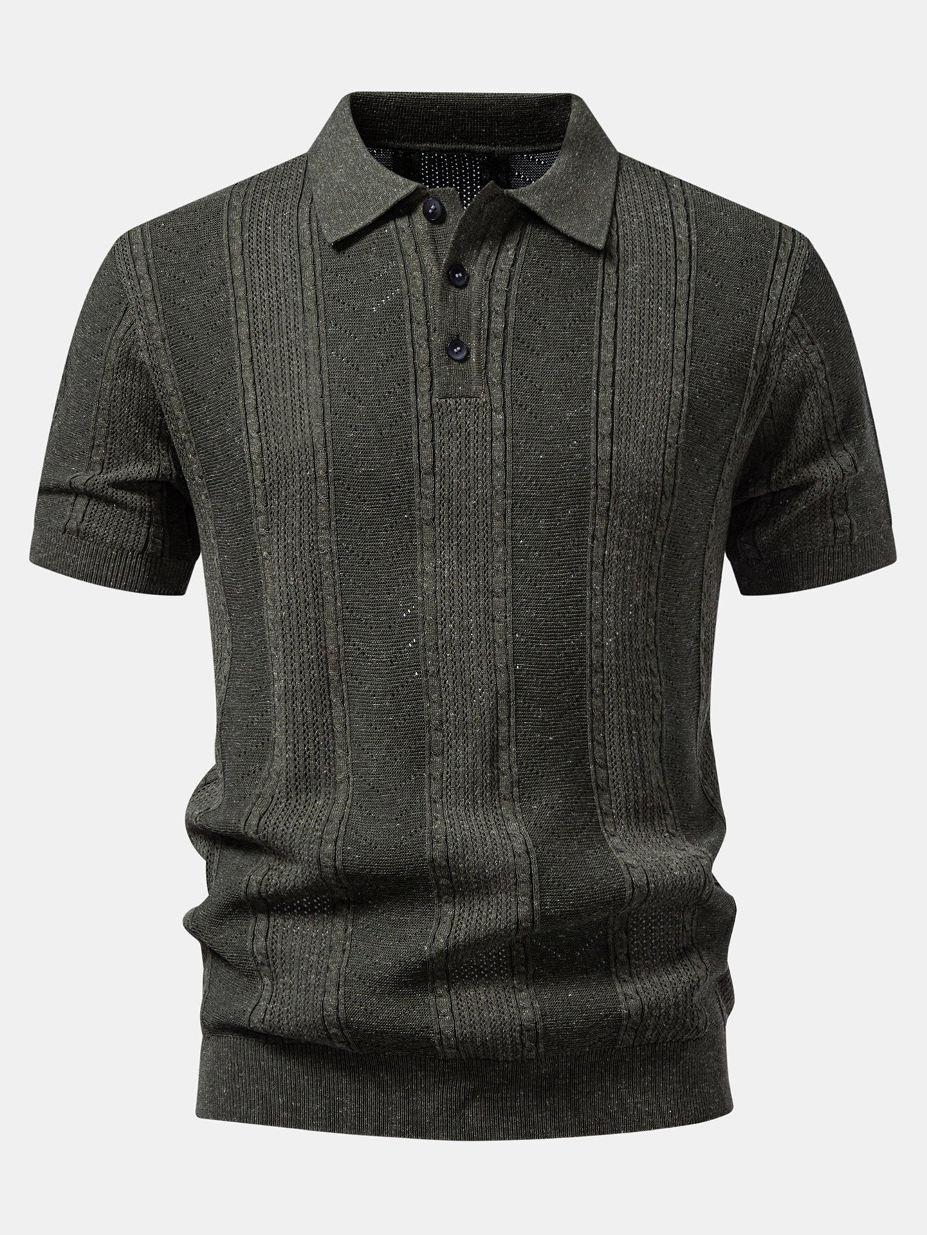 Linen Textured Knit Polo & Slim Fit Tapered Trousers