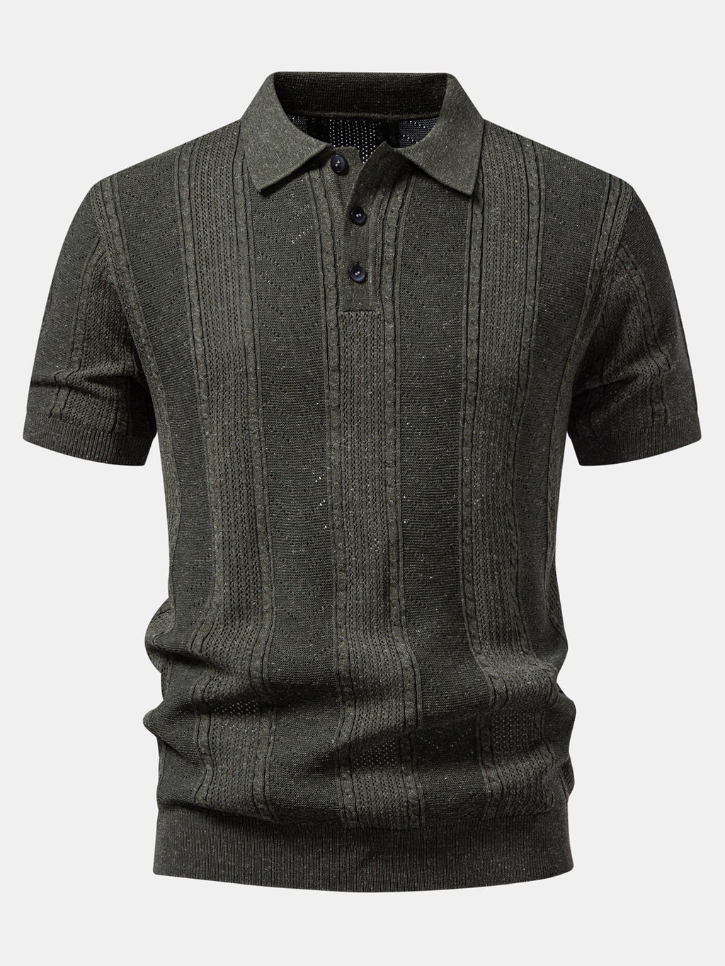 Linen Textured Knit Polo & Straight Leg Linen Pants