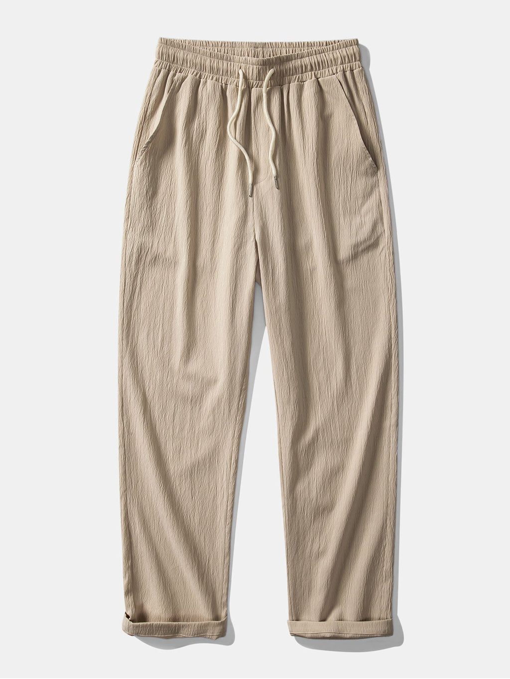 Textured Jacquard Open Knit Shirt & Crinkle Textured Straight Leg Pants