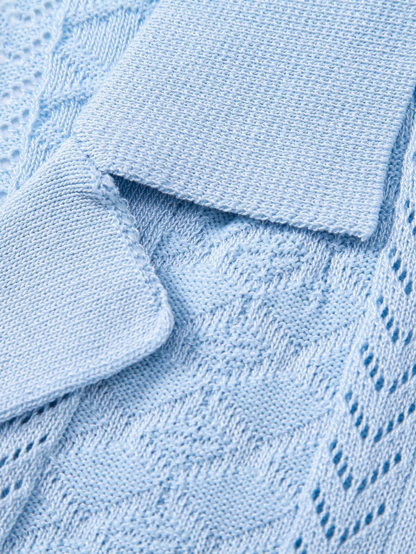 Textured Jacquard Open Knit Shirt & Crinkle Textured Straight Leg Pants